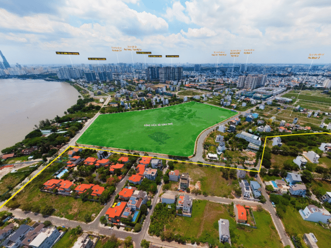Lô góc 2 mặt tiền khu biệt thự Thủ Thiêm Villa 8 ban dat nen thu thiem villa khonganh viewthanhmyloi